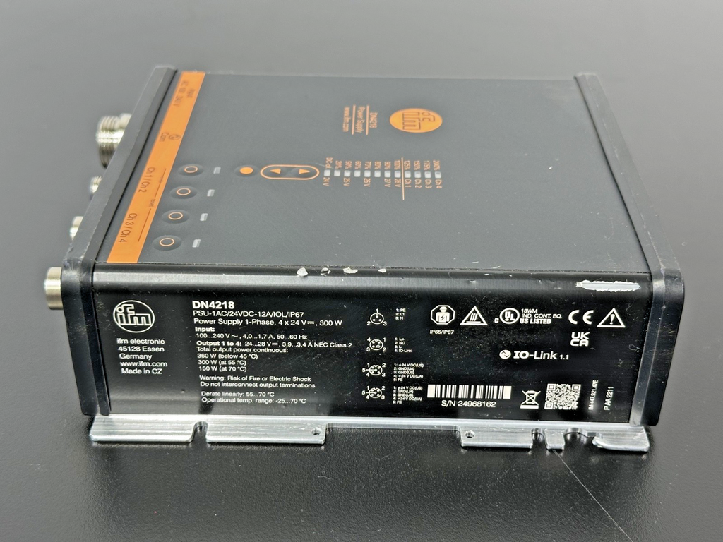IFM DN4218 24VDC 12A 300W Industrial Power Supply IO Link IP67 Used Untested2