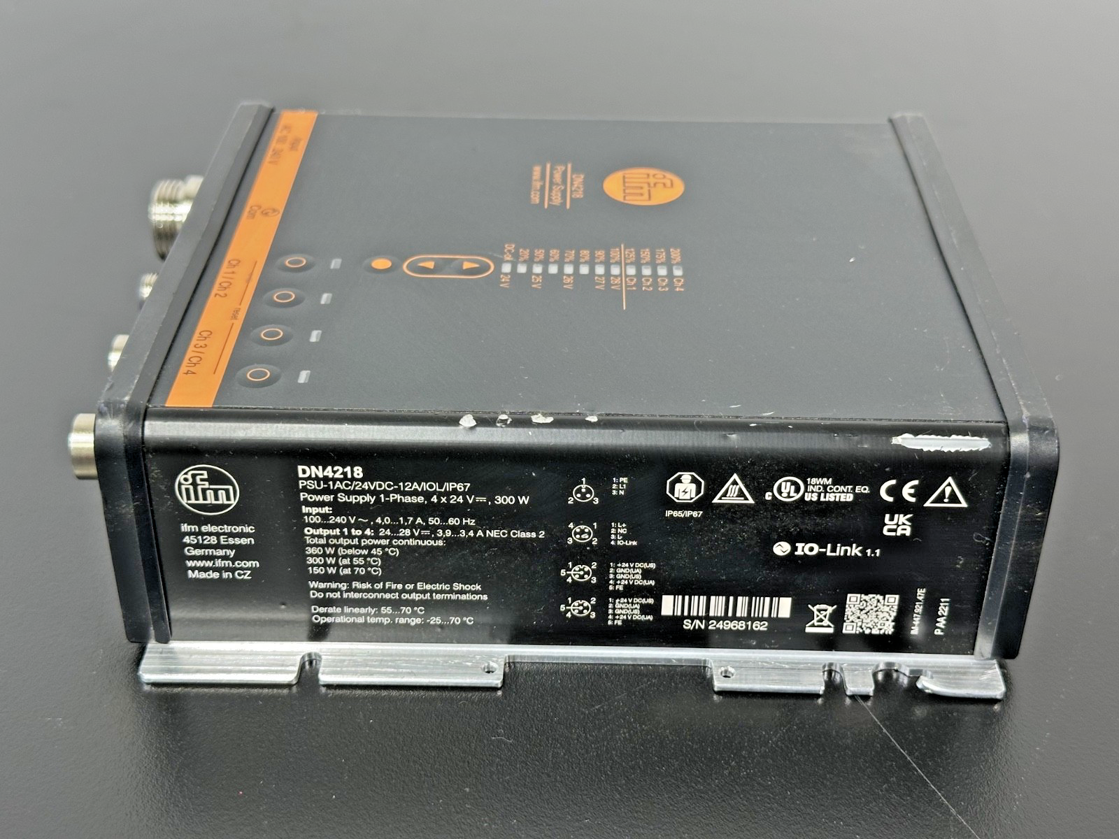 IFM DN4218 24VDC 12A 300W Industrial Power Supply IO Link IP67 Used Untested2