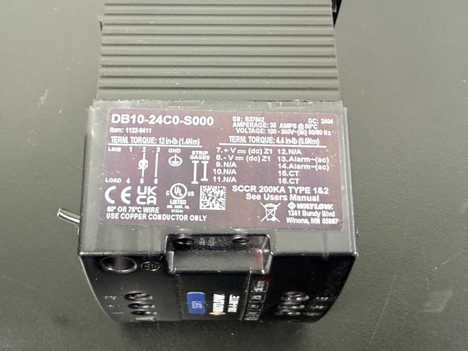 Watlow DIN A MITE DB10 24C0 S000 Solid State Power Controller SSR 35A 100 240VAC2
