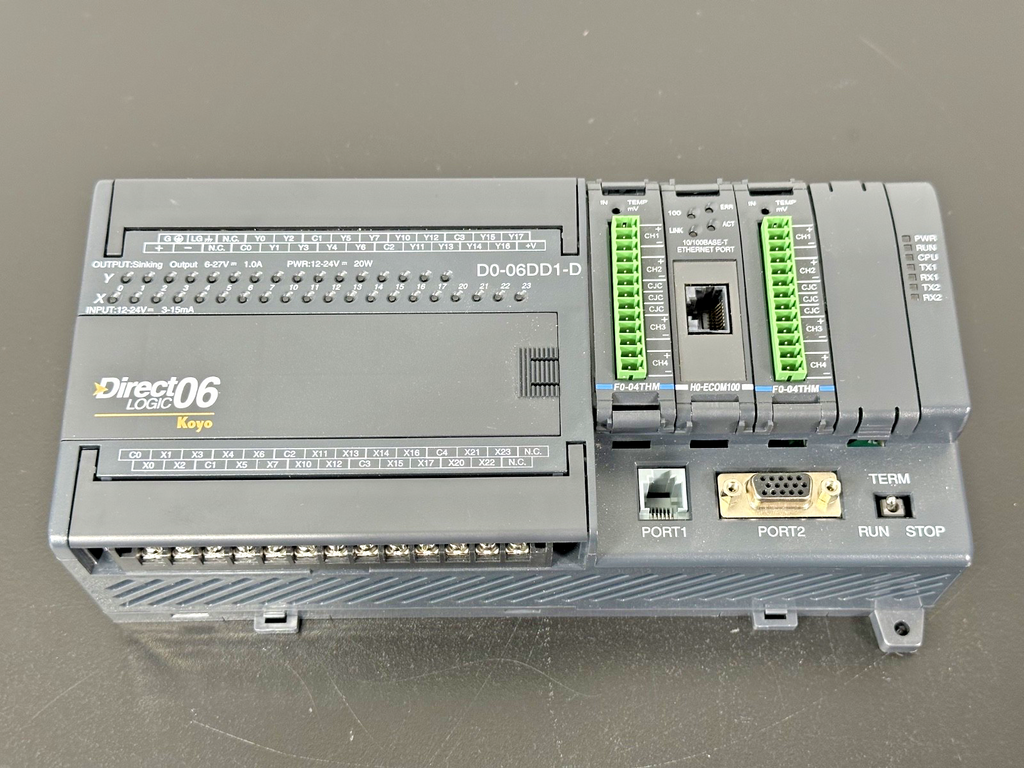 AutomationDirect Koyo D0 06DD1 D PLC w/ 2x F0 04THM H0 ECOM100 Used Untested0