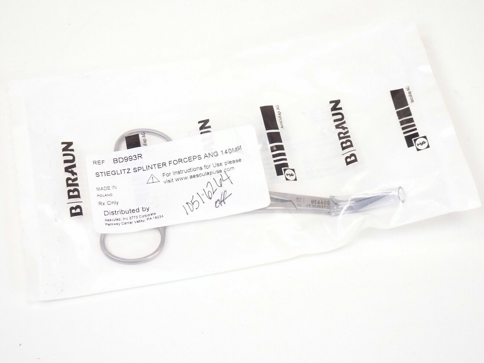 Aesculap BD993R Stieglitz Splinter Forceps Ang 140MM0