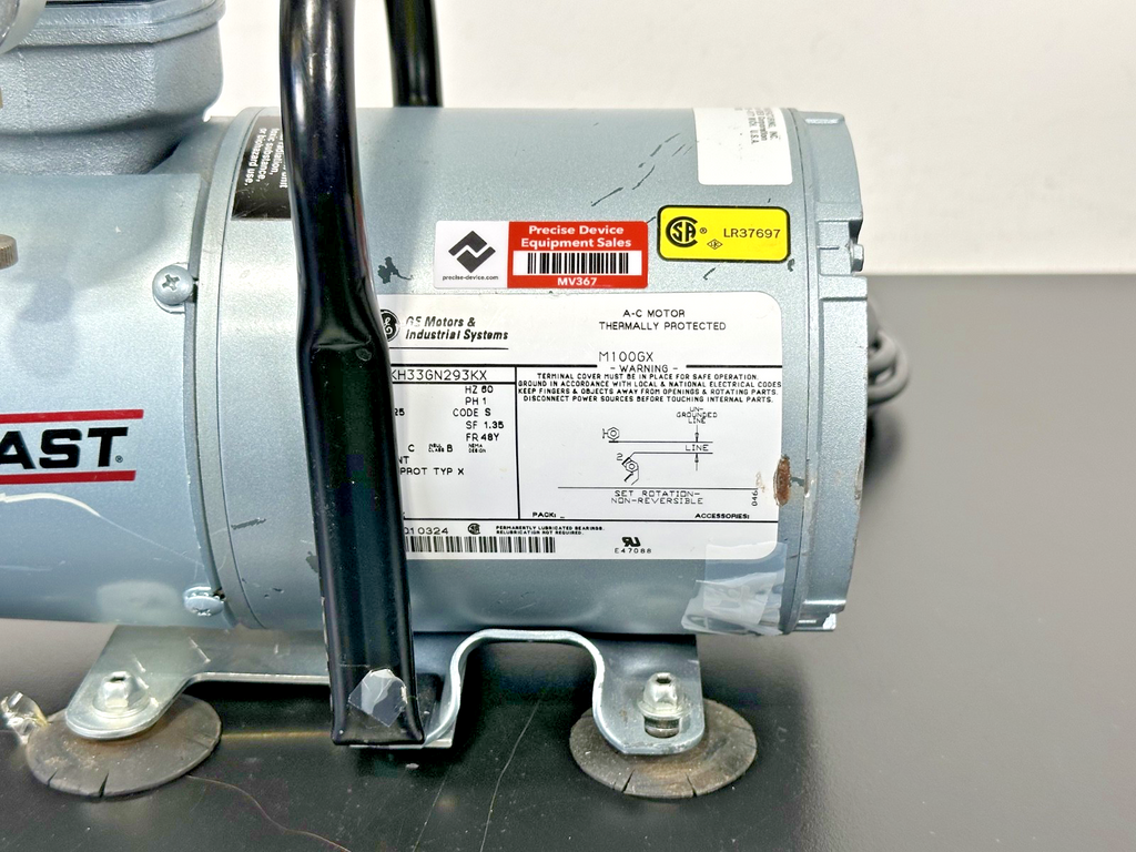 GAST 1HAB 25 M100X Oil Less Piston Compressor Vacuum Pump Gauges Tubing Working5