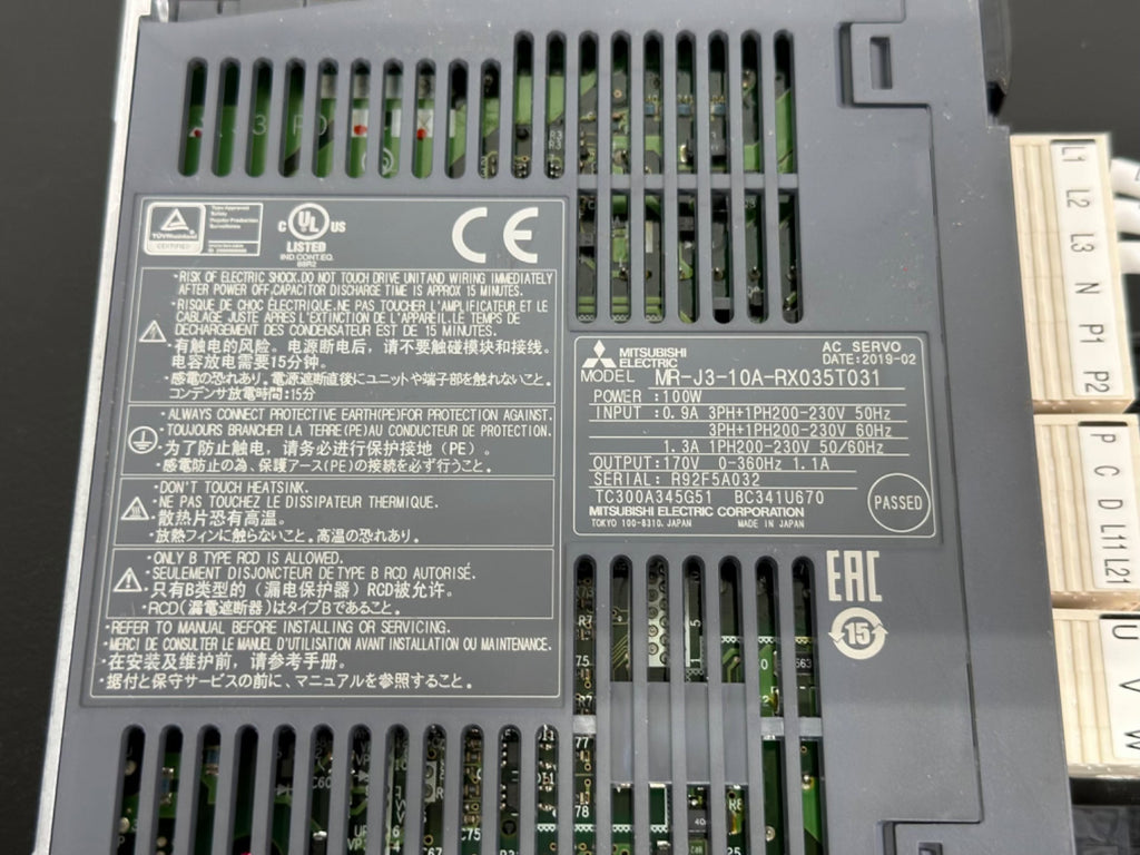Mitsubishi Electric MR J3 10A RX035T031 Servo Drive Amplifier 100W MR J31