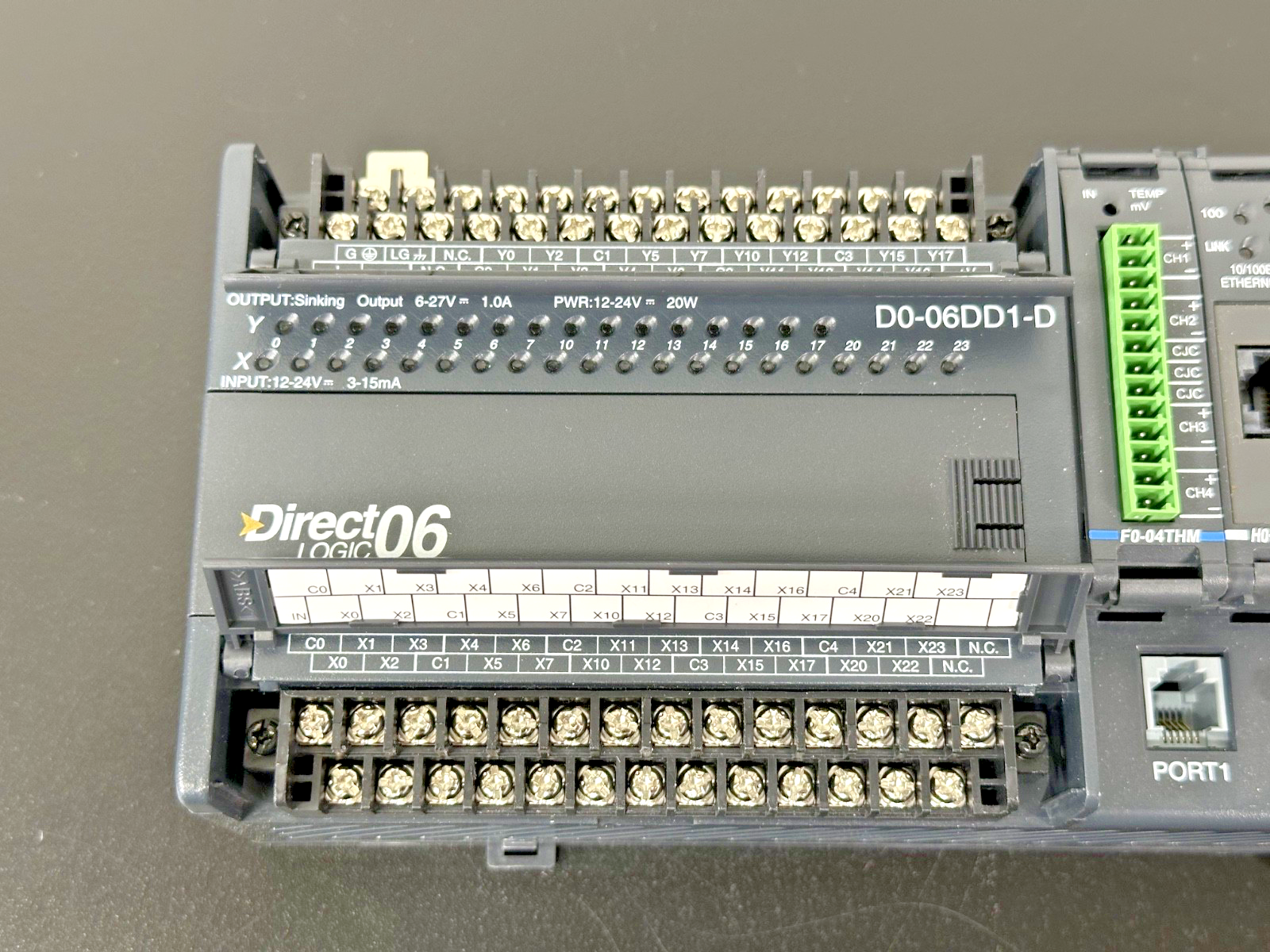 AutomationDirect Koyo D0 06DD1 D PLC w/ 2x F0 04THM H0 ECOM100 Used Untested2
