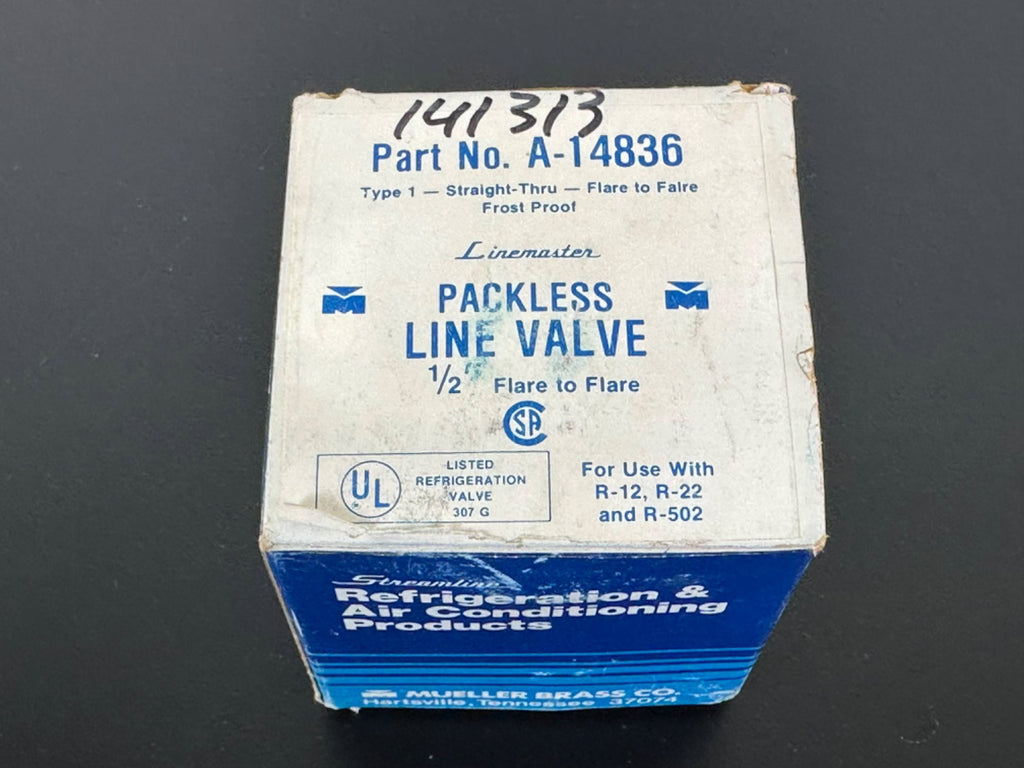 Mueller Linemaster A 14836 Packless Line Valve 1/2” Flare x Flare Refrigeration5