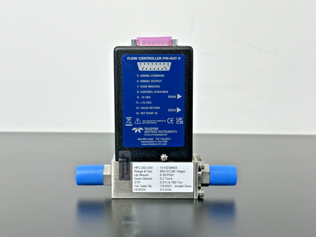 Teledyne Hastings HFC 202 Mass Flow Controller 500 SCCM Argon 0 5V1