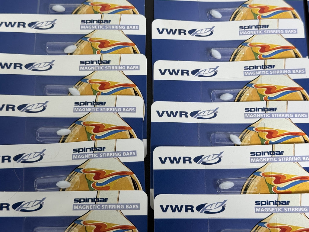 25Pk) VWR PTFE Spinbar Magnetic Stir Bar, Egg Shaped, 3/8” x 3/16”, 58949 0122