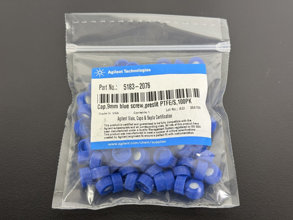 HPLC Vial Cap: Agilent 9mm blue screw PTFE 5182 0717 100/PK *NEW*0