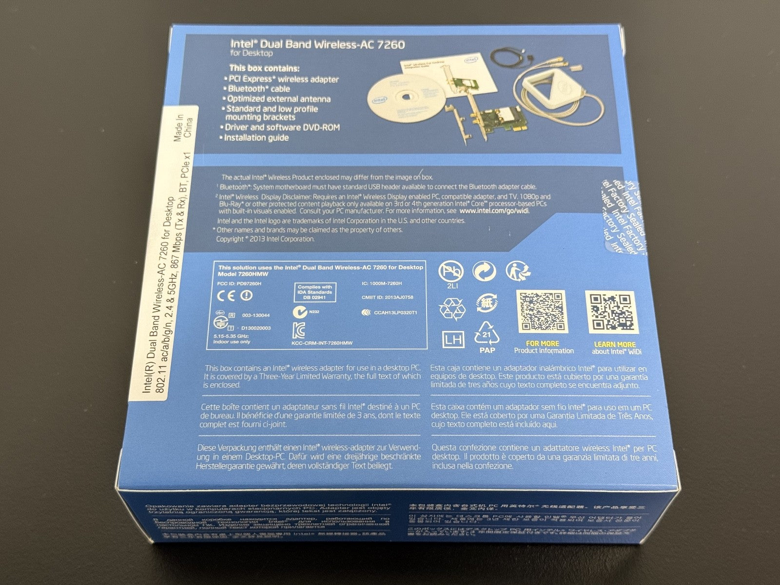 NEW Intel Dual Band Wireless AC 7260 for Desktop Network Adapter (7260HMWDTX1.R)2