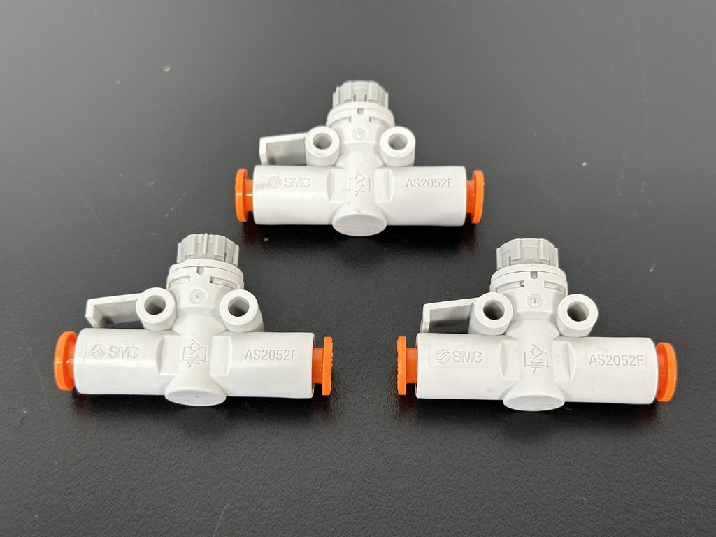 Lot of 3 SMC AS2052F Pneumatic Speed Flow Control Valves0