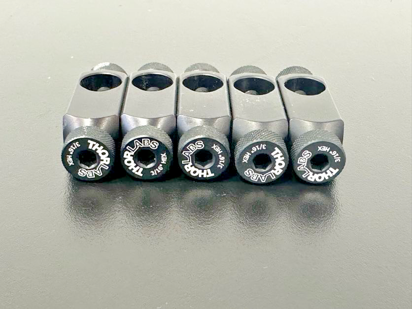 Lot of 5 Thorlabs 3/16" Hex Knurled Locking Thumb Screws for Optical Mounts2