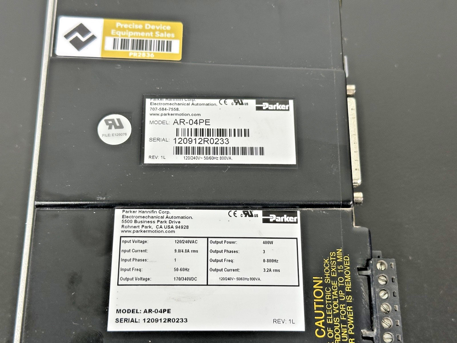 Parker AR 04PE Aries EPL Servo Drive 400W 120/240VAC Ethernet Powerlink5