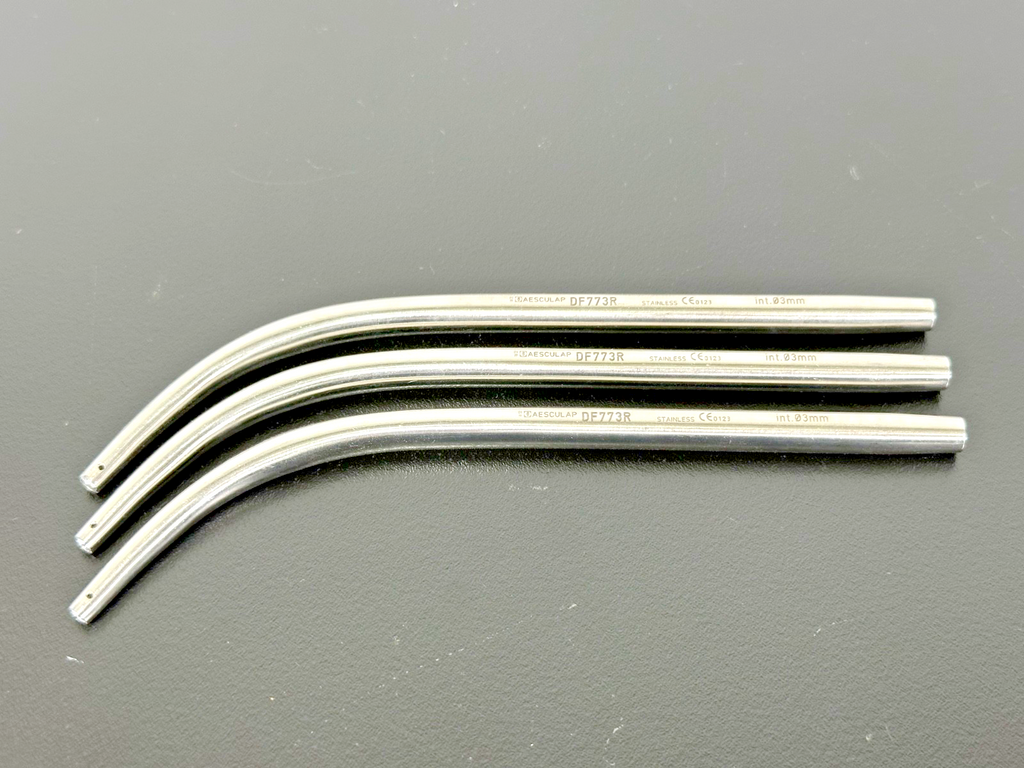 Lot of 3 Aesculap DF773R Dental Suction Tips 3mm 5.5" Stainless Steel0