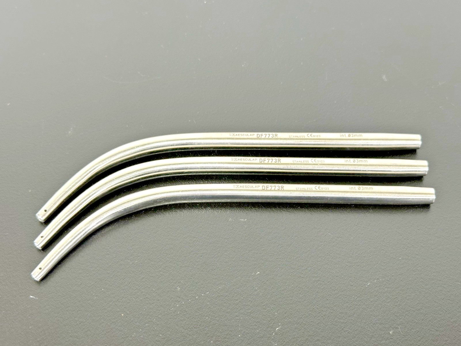Lot of 3 Aesculap DF773R Dental Suction Tips 3mm 5.5" Stainless Steel0