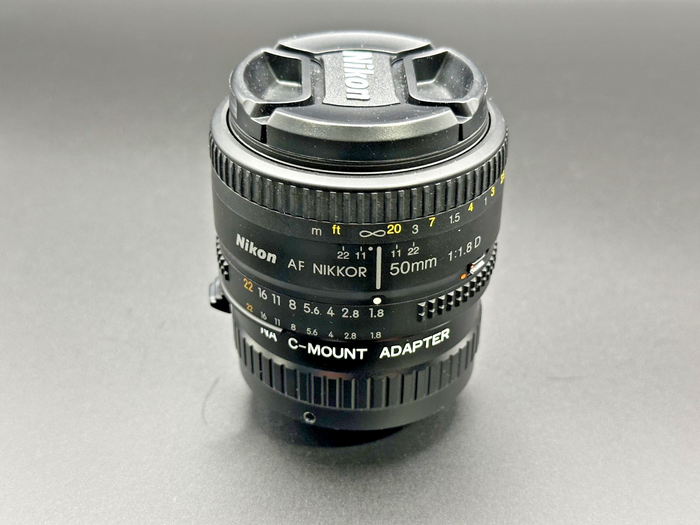 Nikon AF Nikkor 50mm f/1.8D Prime Lens w/ NA C Mount Adapter