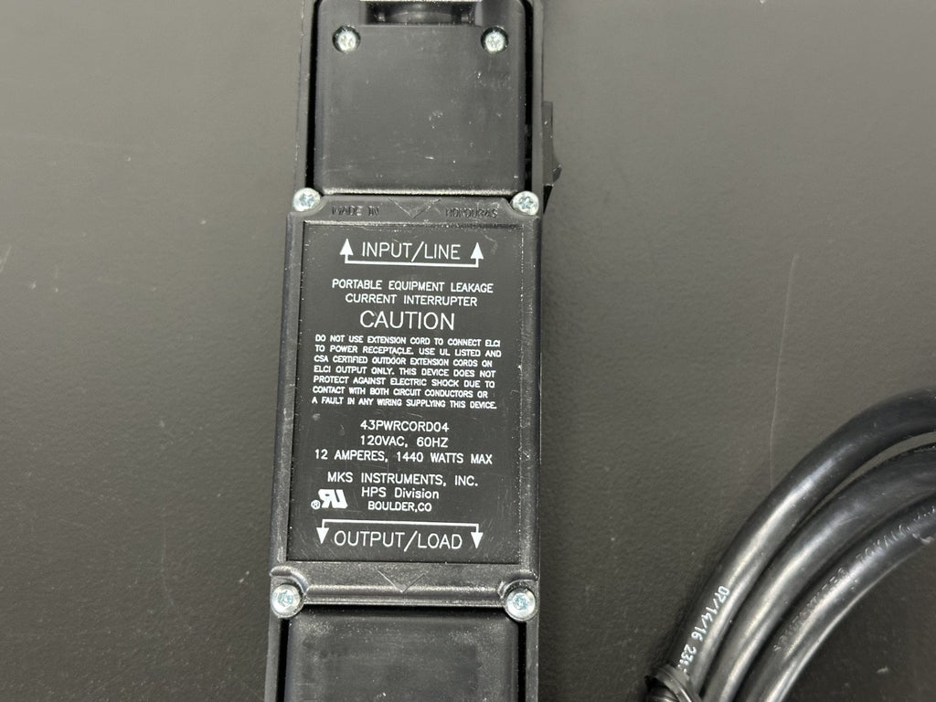MKS 43PWRCORD04 ELCI Power Cord 120V 12A2
