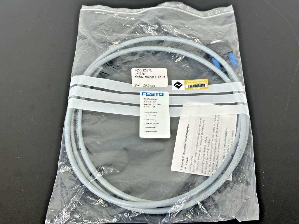 Festo NEBM M12G8 E 2.0 N S1G9 Encoder Cable 2M M12 2112813 New0