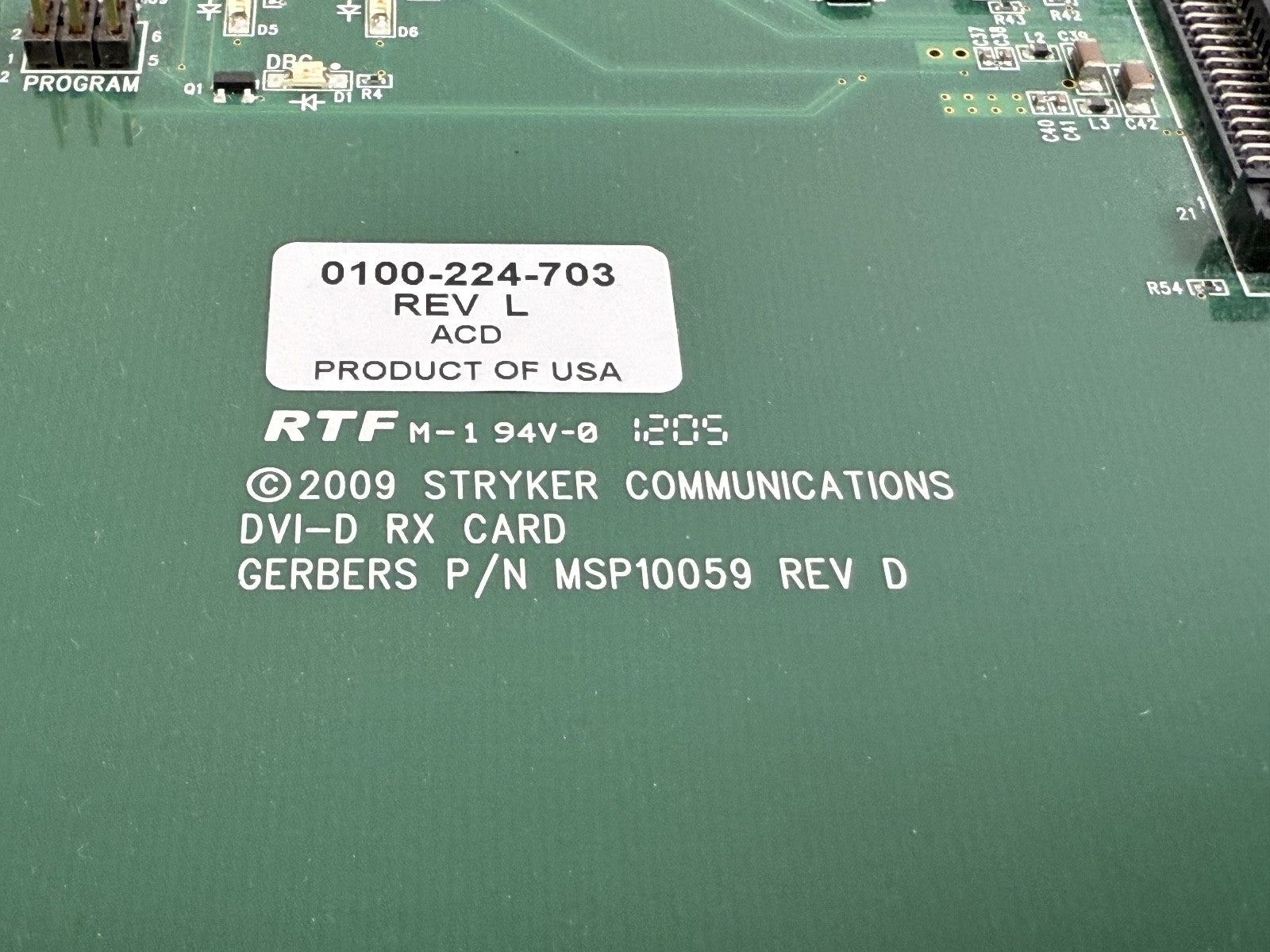 STRYKER COMMUNICATIONS DVI D RX CARD2