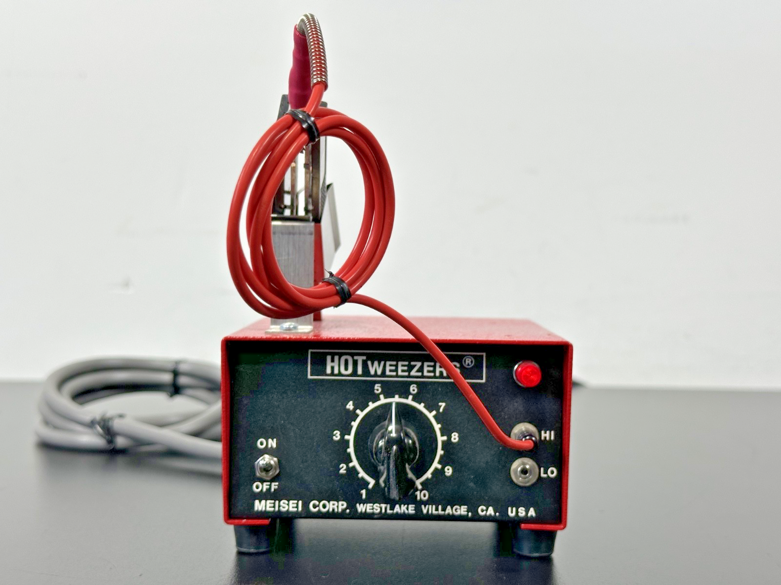Meisei M 10 HOTweezers Power Supply with Model 4A Thermal Wire Stripper Working0