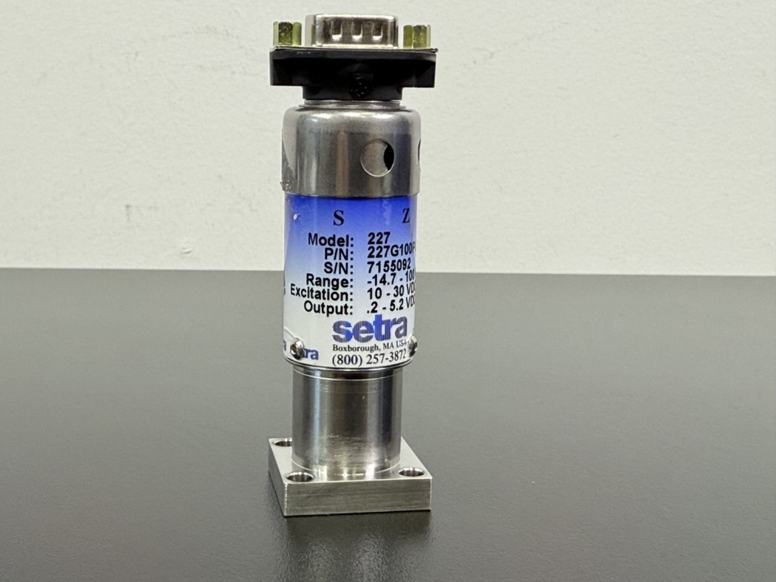 Setra Model 227 Pressure Transducer 100 PSIG 2–5.2 VDC 227G100PCE533D9F2