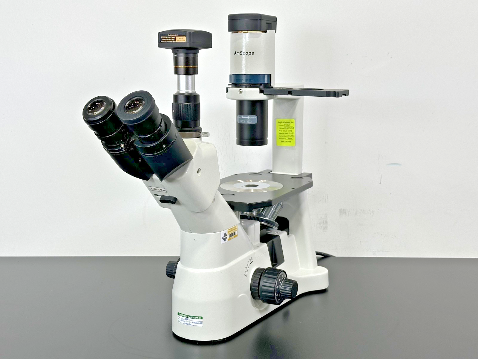 AmScope Inverted Microscope w/ MU300 Camera – Powers On – FOR PARTS / REPAIR0