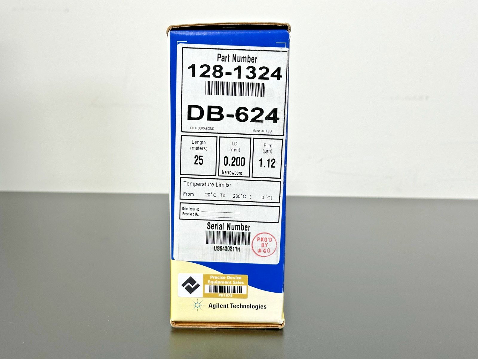 Agilent J&W 128 1324 DB 624 GC Capillary Column 25m 0.2mm 1.12µm  New Open Box3