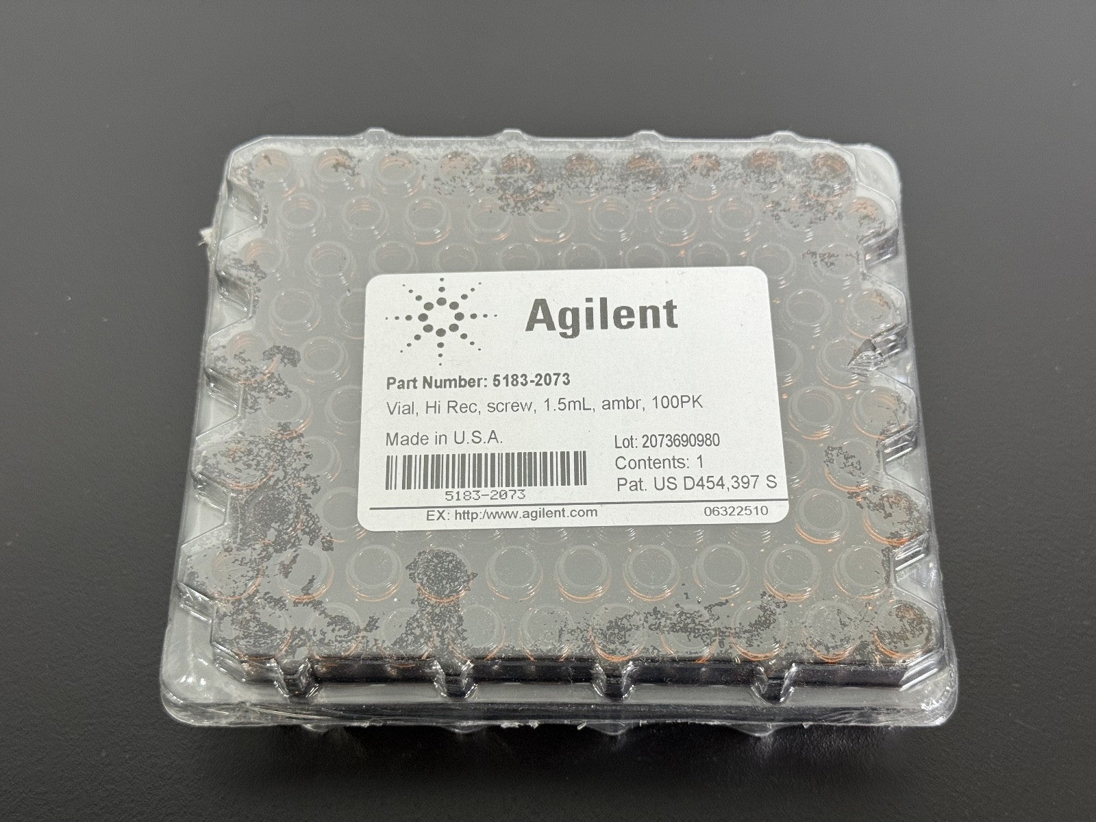HPLC VIALS: Agilent 5183 2073 Vial, Hi Rec Screw, 1.5ml ambr 100PK *new sealed*0