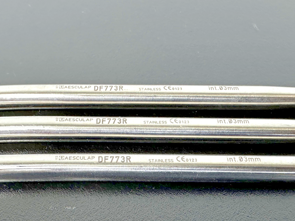 Lot of 3 Aesculap DF773R Dental Suction Tips 3mm 5.5" Stainless Steel3