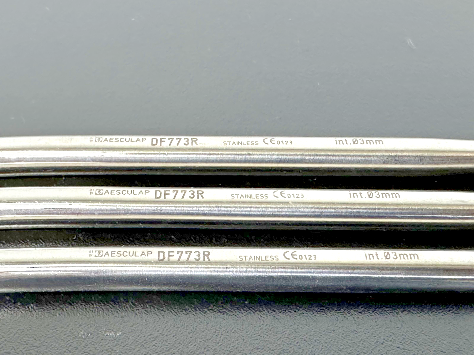 Lot of 3 Aesculap DF773R Dental Suction Tips 3mm 5.5" Stainless Steel3