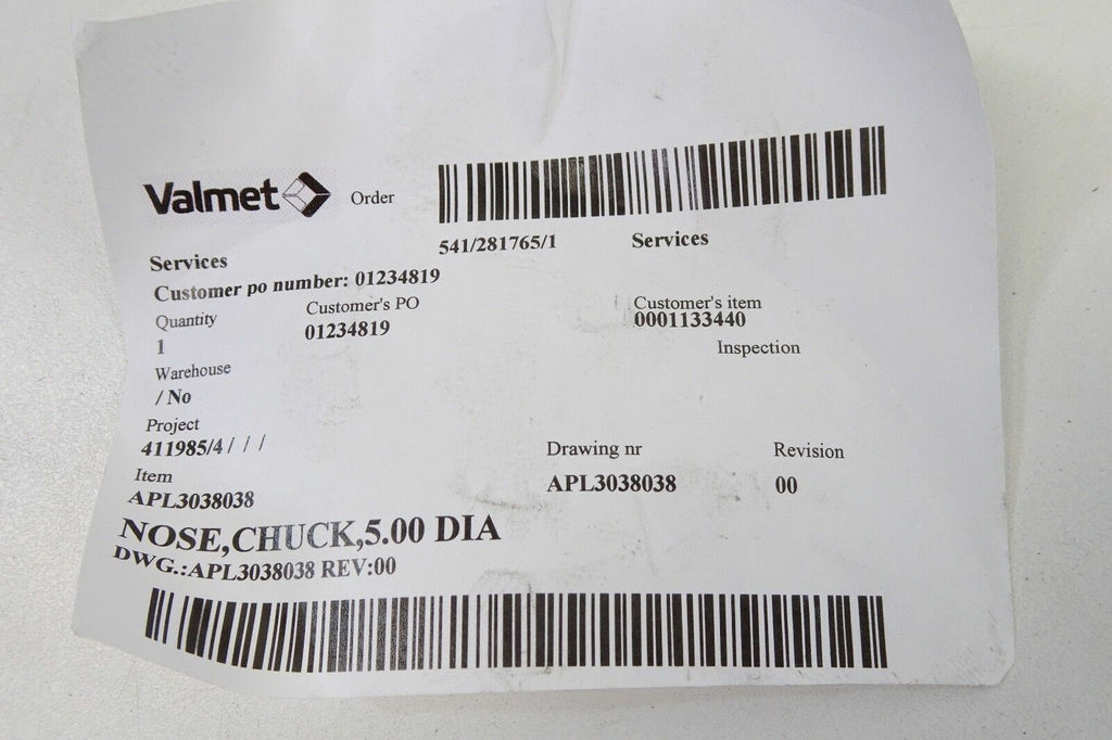 Valmet Nose Chuck 5.0 Dia APL30380384