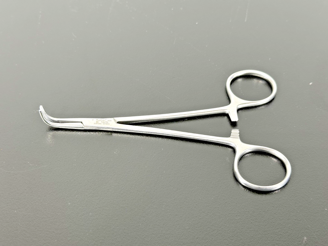 V. Mueller SU10496 Micro Line Mixter 5" Angled Serrated Forceps Germany0