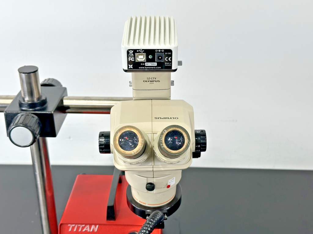 Olympus SZ60 Trinocular Microscope Infinity2 Camera Boom Stand Titan Light3