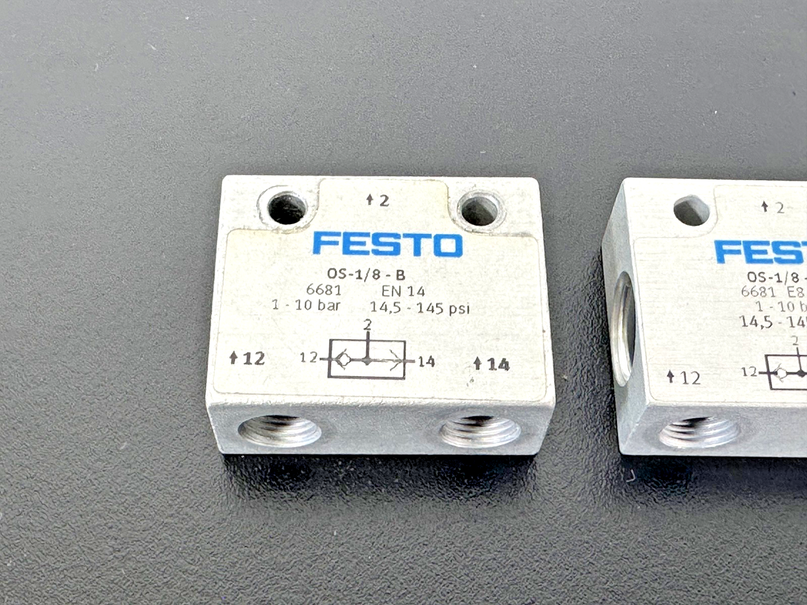 Lot of 2 Festo OS 1/8 B 6681 Pneumatic Shuttle Valve 1 10 Bar2
