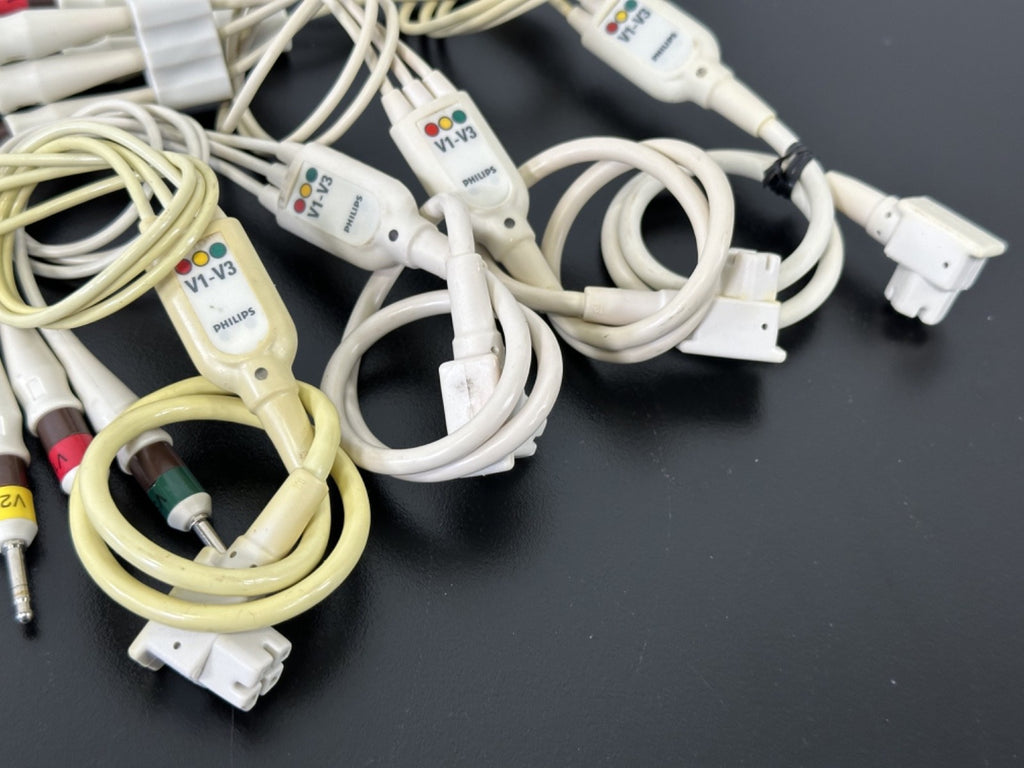 Philips V1 V3 ECG EKG Precordial Lead Set Lot of 4 Patient Monitor Cables2