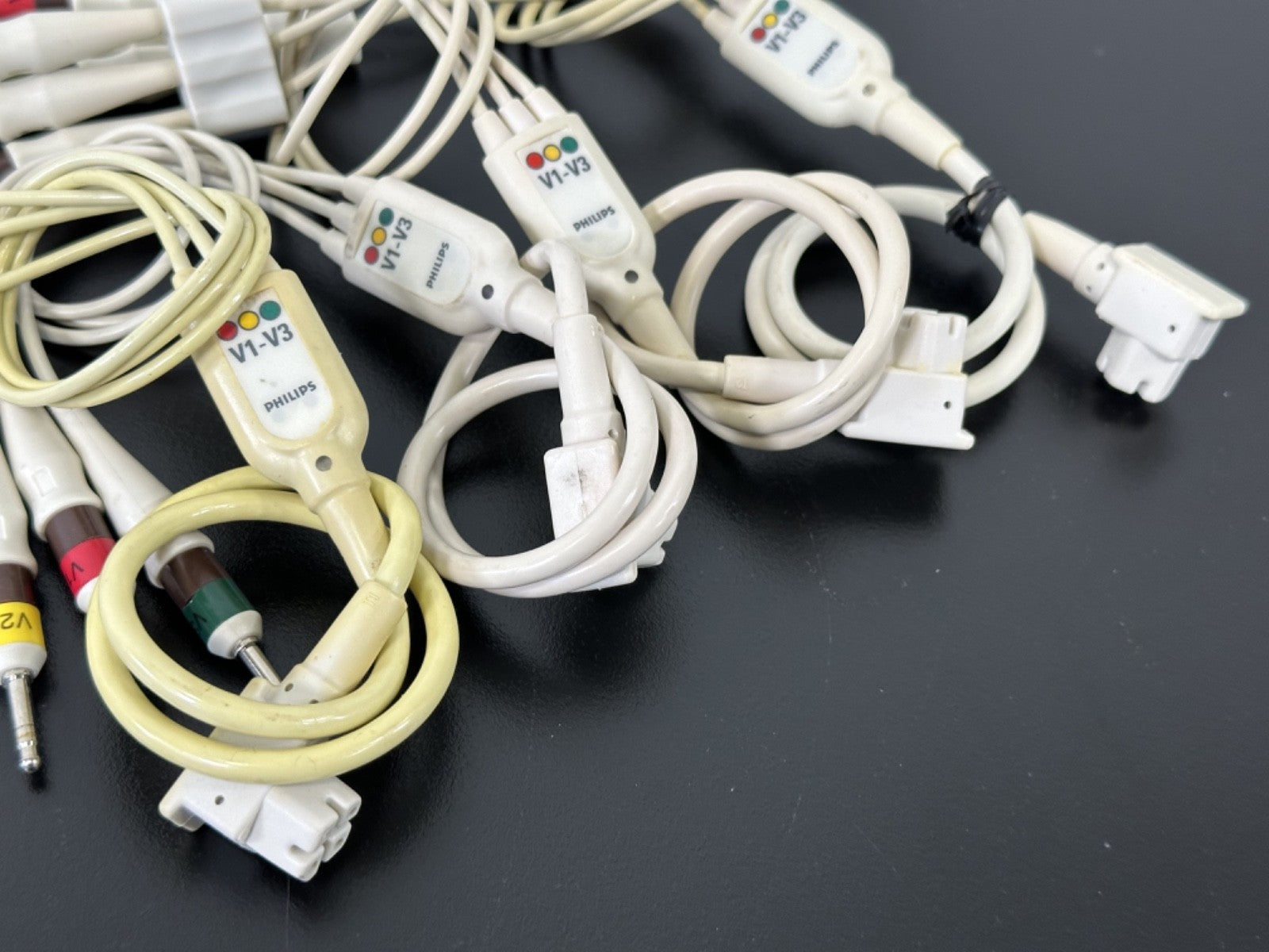 Philips V1 V3 ECG EKG Precordial Lead Set Lot of 4 Patient Monitor Cables2