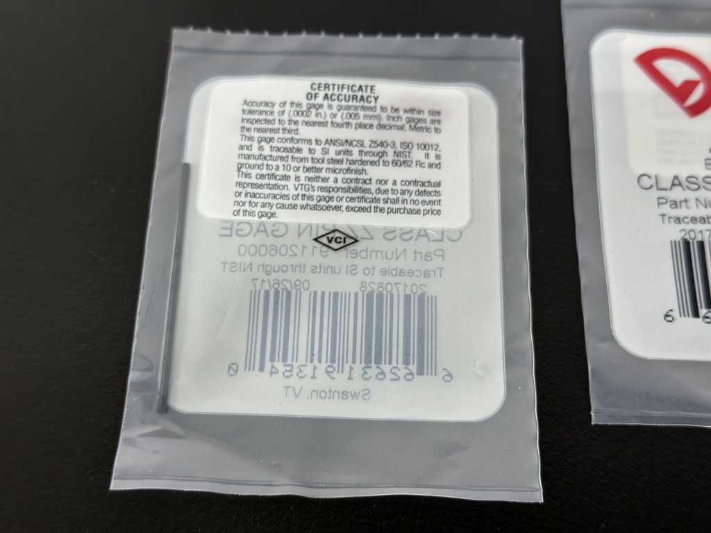 Vermont Gage .060" Class ZZ Pin Gage 911206000 Black Guard Lot of 9 New2