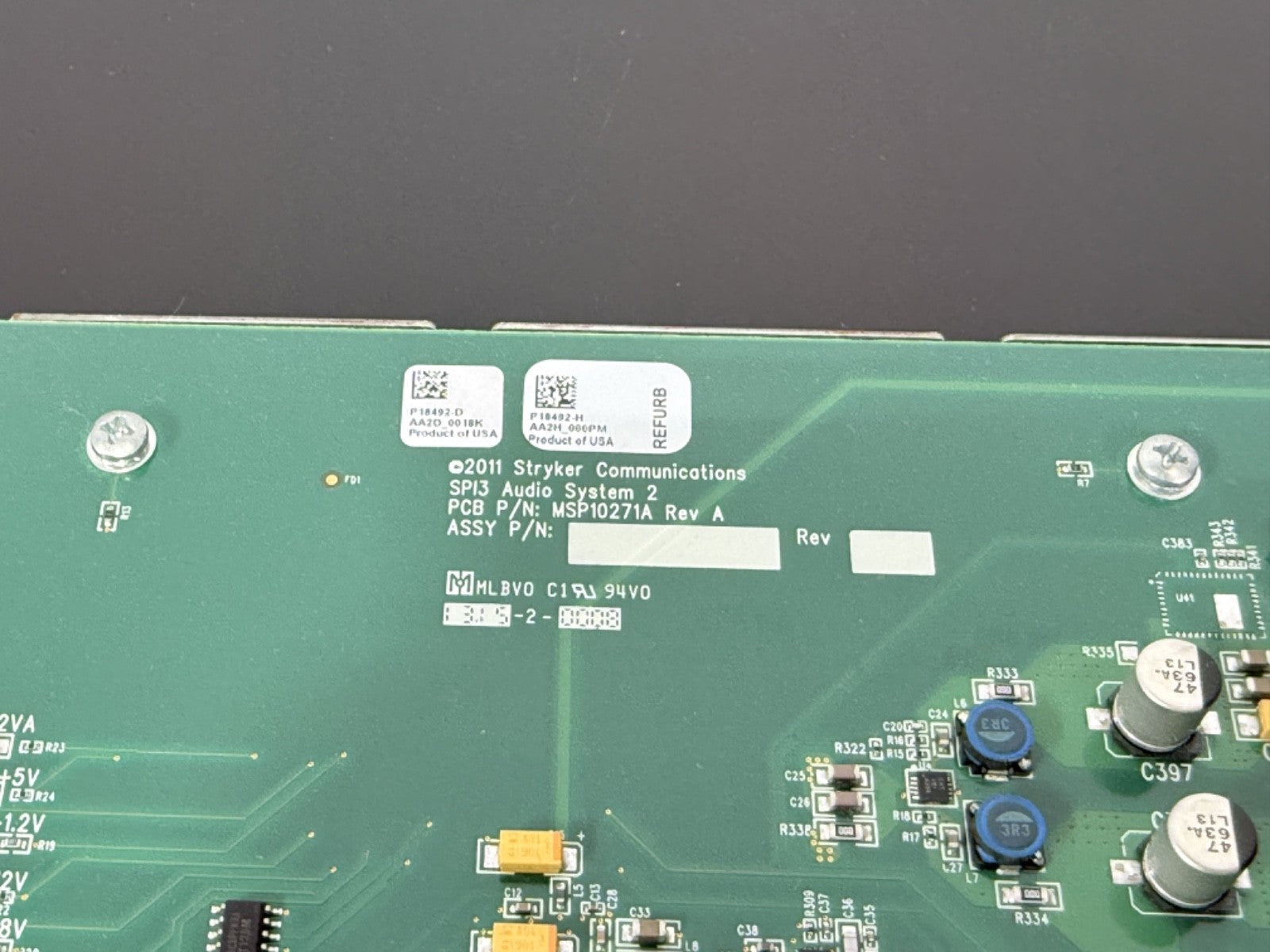 Stryker SPI3 Audio System 2 Audio Module PCB MSP10271A Rev A (Refurb)3