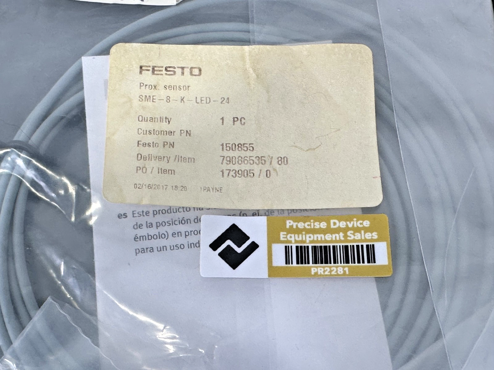 Festo SME 8 K LED 24 Proximity Sensor 150855 Magnetic Cylinder Sensor New3