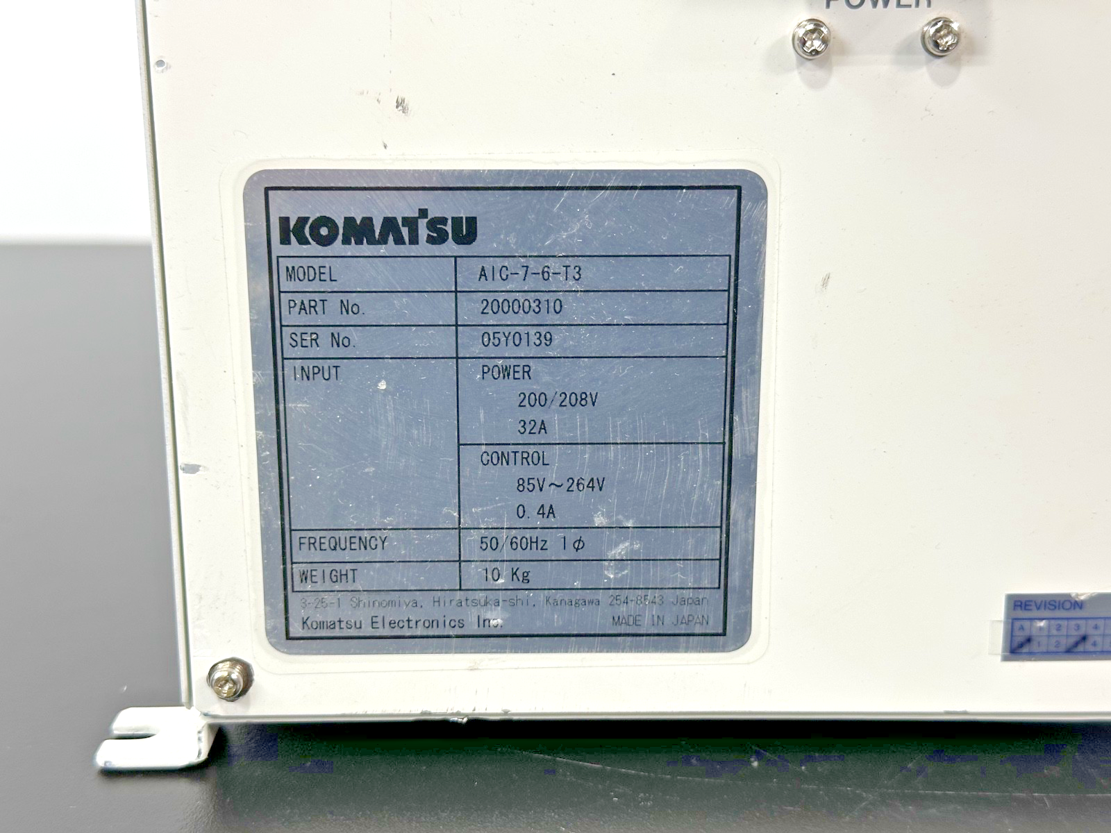 Komatsu AIC 7 6 T3 20000310 Temperature Controller For Parts5