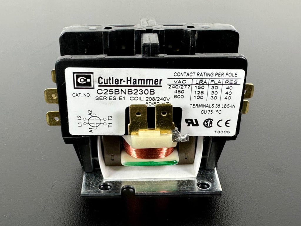 Cutler Hammer C25BNB230B Definite Purpose Contactor 30A 208/240V 2 Pole3