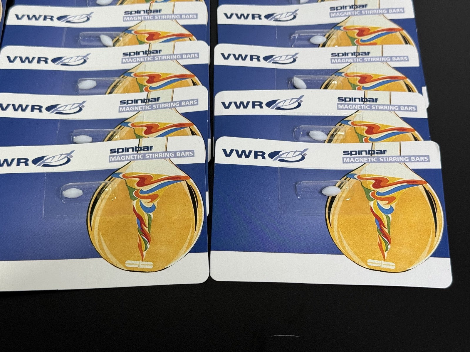 25Pk) VWR PTFE Spinbar Magnetic Stir Bar, Egg Shaped, 3/8” x 3/16”, 58949 0121