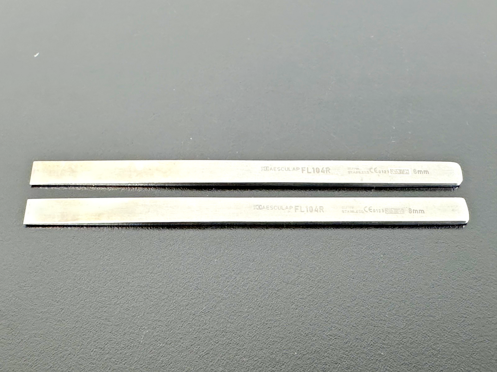 Lot of 2 Aesculap FL104R 8mm Stainless Steel Hand Instruments0