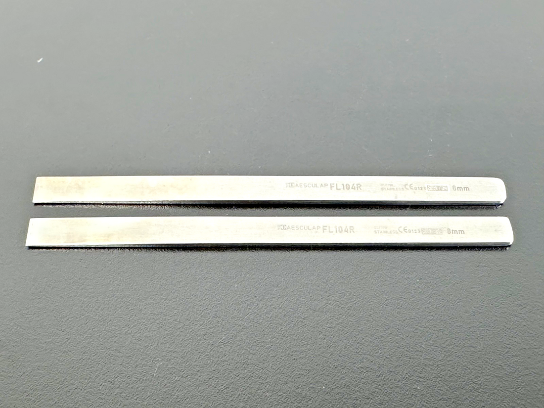 Lot of 2 Aesculap FL104R 8mm Stainless Steel Hand Instruments0