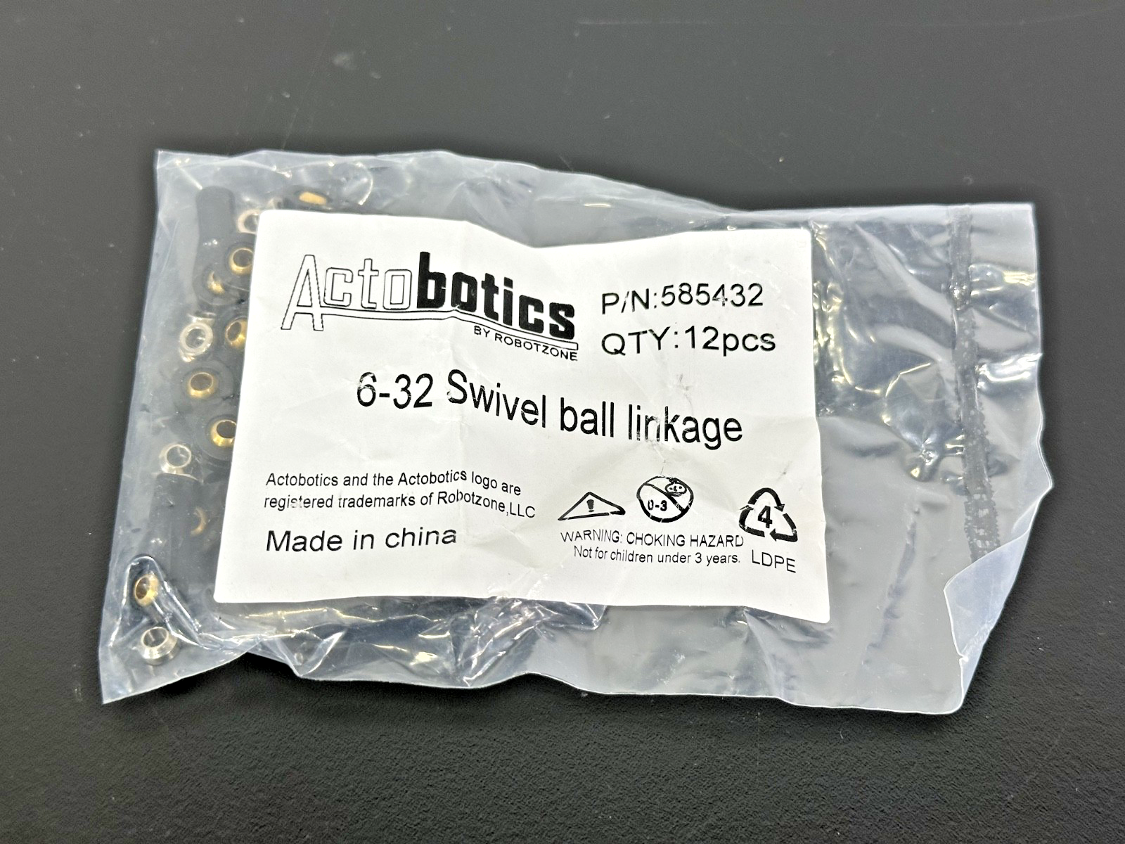 Actobotics RobotZone 585432 6 32 Swivel Ball Linkage 12 Piece Set New0