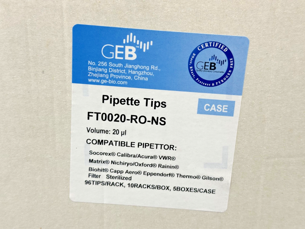 GEB FT0020 RO NS 20uL Sterile Filter Pipette Tips 4,800 Case New Unused2