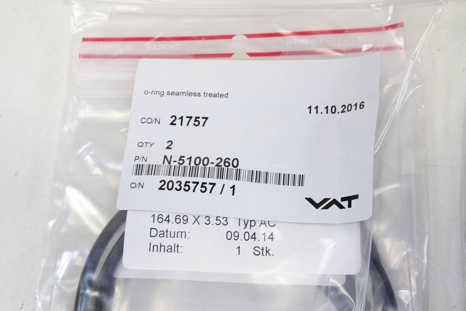 Lot of VAT Valve O rings 356359, 467661, N 5100 260, 411533,3