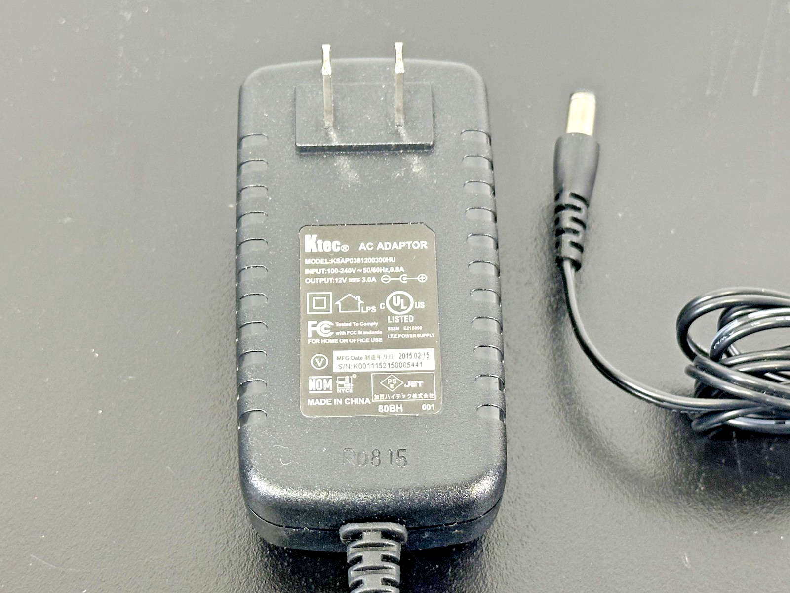 Ktec KSAP0361200300HU AC Power Adapter 12V 3A DC Power Supply Charger1