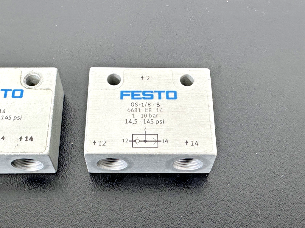 Lot of 2 Festo OS 1/8 B 6681 Pneumatic Shuttle Valve 1 10 Bar3