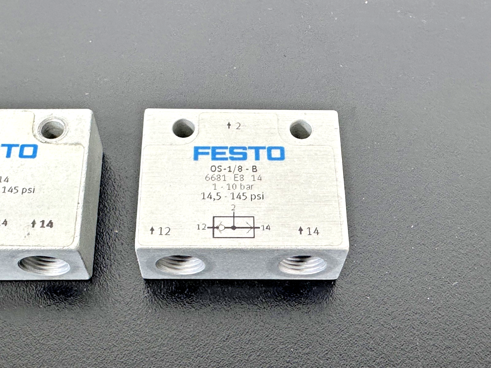 Lot of 2 Festo OS 1/8 B 6681 Pneumatic Shuttle Valve 1 10 Bar3