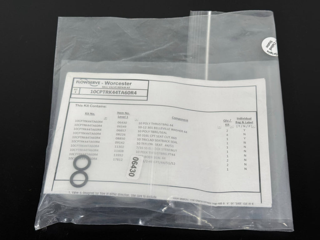 Flowserve Worcester 10CPTRK44TA60R4 Ball Valve Repair Kit Seal Kit0